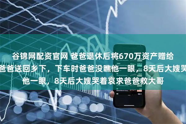 谷锦网配资官网 爸爸退休后将670万资产赠给大哥，第二天他把爸爸送回乡下，下车时爸爸没瞧他一眼，8天后大嫂哭着哀求爸爸救大哥