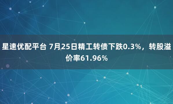 星速优配平台 7月25日精工转债下跌0.3%，转股溢价率61.96%